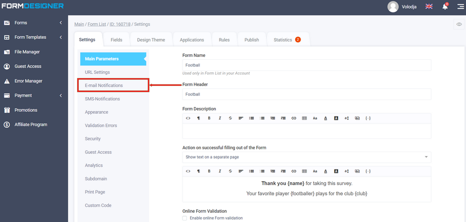Notification for Admin