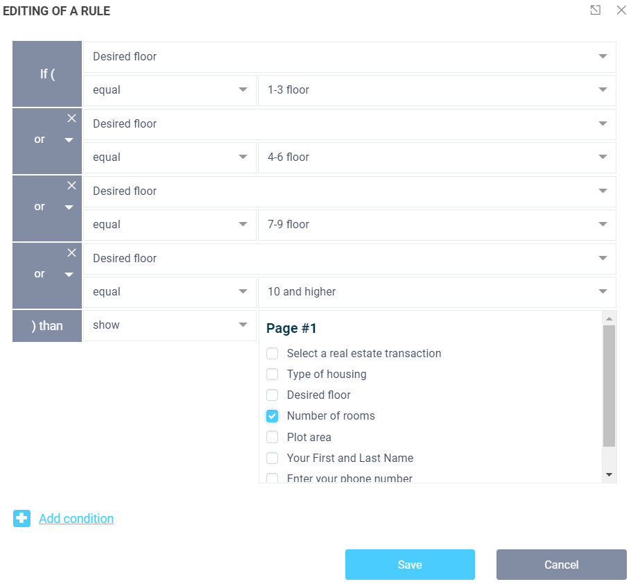 Setting logical conditions 9