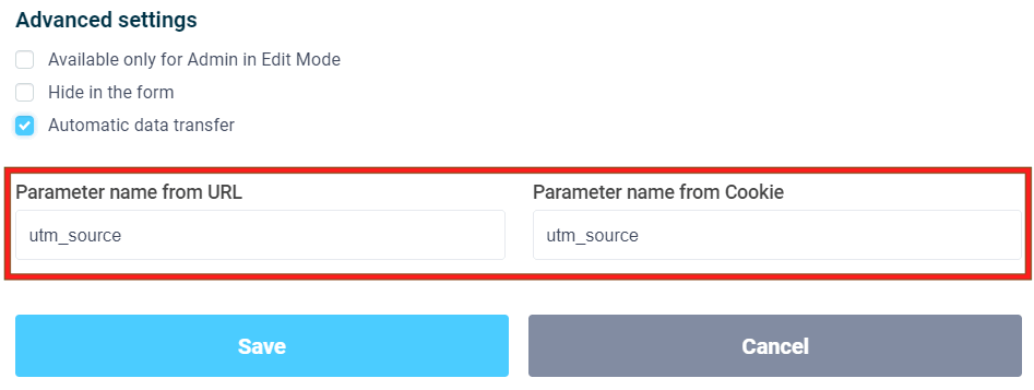 Automatic data transfer to the form from URLs and cookies 2