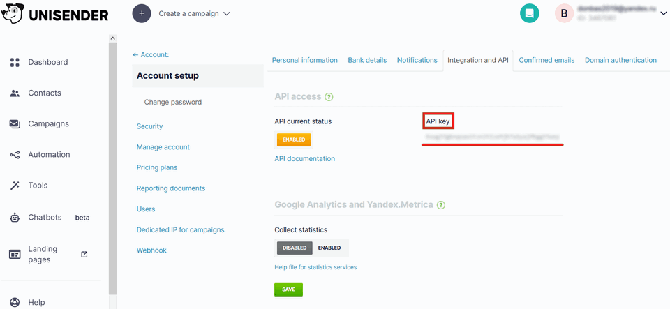 Unisender integration module 8