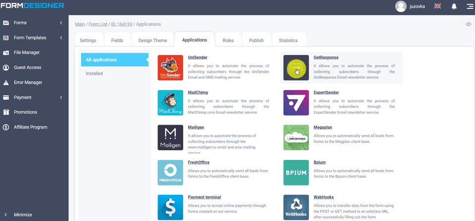 GetResponse 2 integration modules