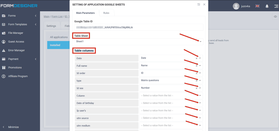 Google tables integration module 8