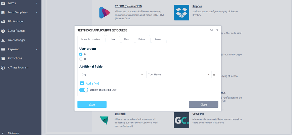 GetCourse 5 service integration module 6