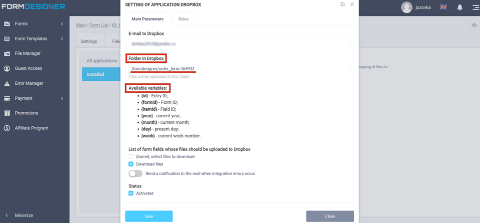 Integration module with Dropbox 10