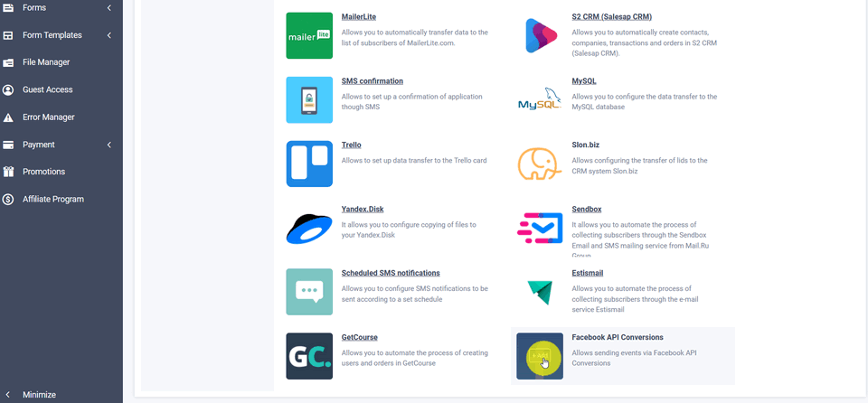 Facebook API Conversions integration module 1