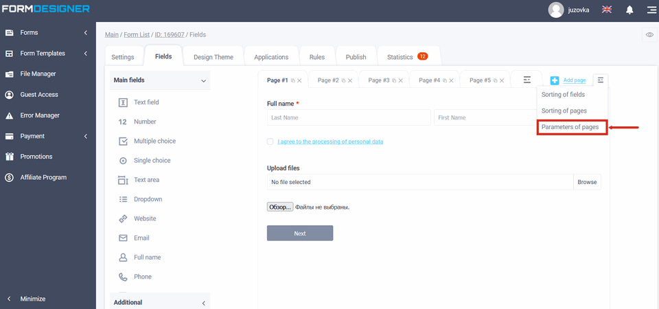 Displaying page names in a form as a list 2
