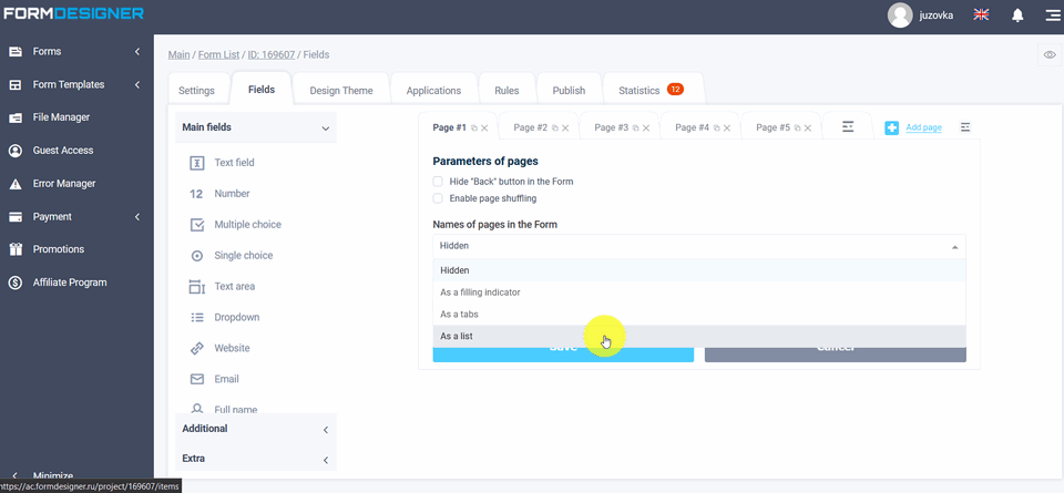 Displaying page names in a form as a list 3