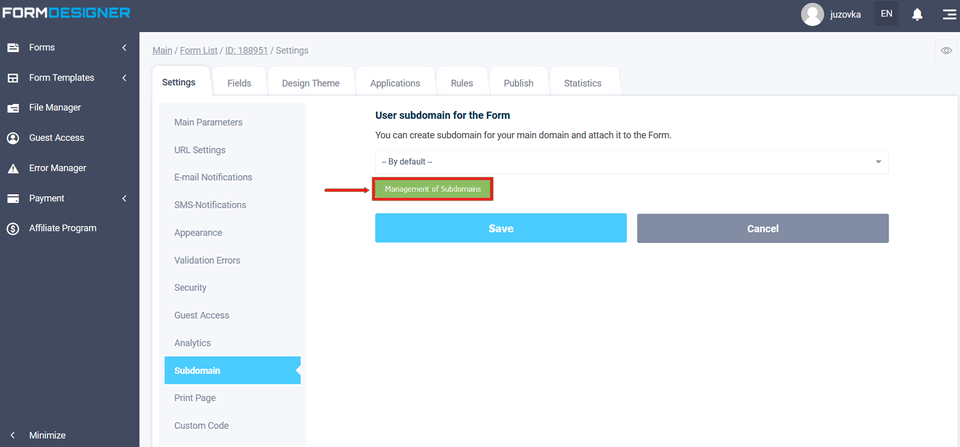 New features of subdomain 1