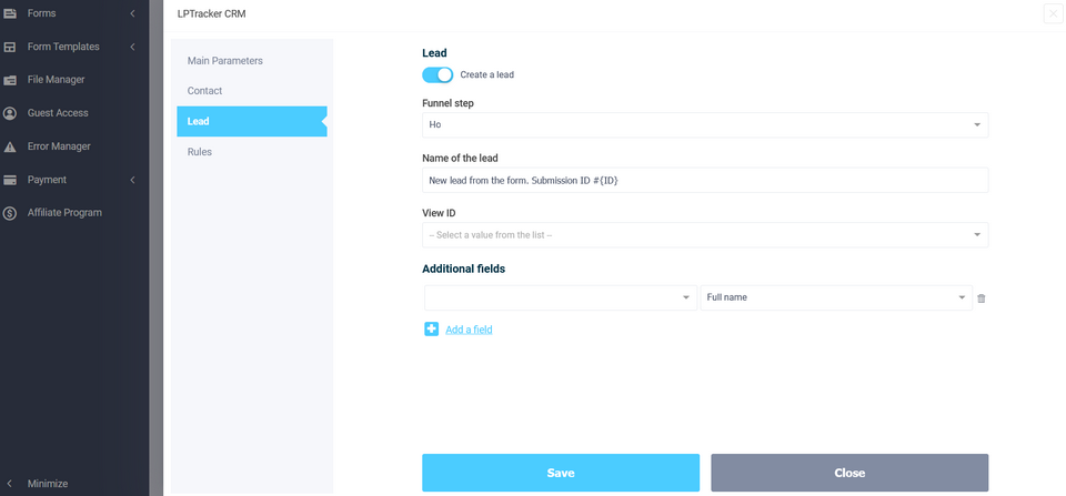 Integration of FormDesigner with LPTracker 5