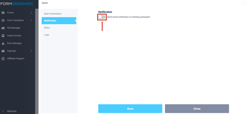 Form Designer integration module with Zoom 8