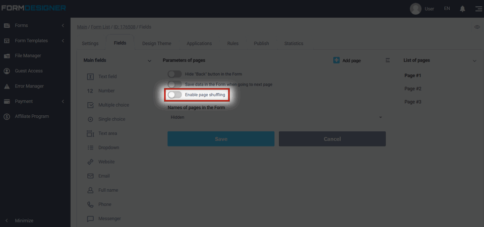 Sorting pages and fields 6