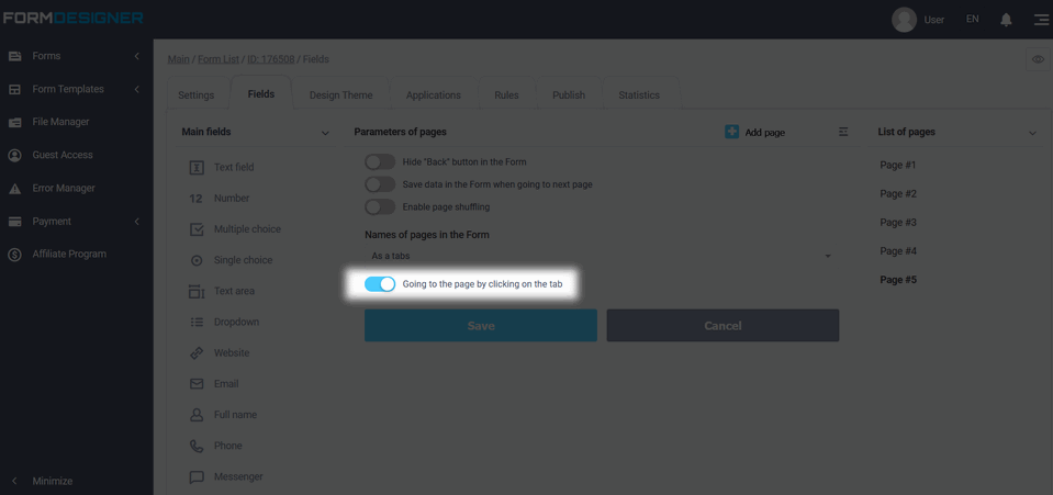 Sorting pages and fields 11