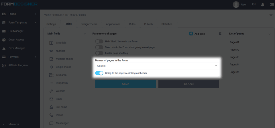 Sorting pages and fields 14