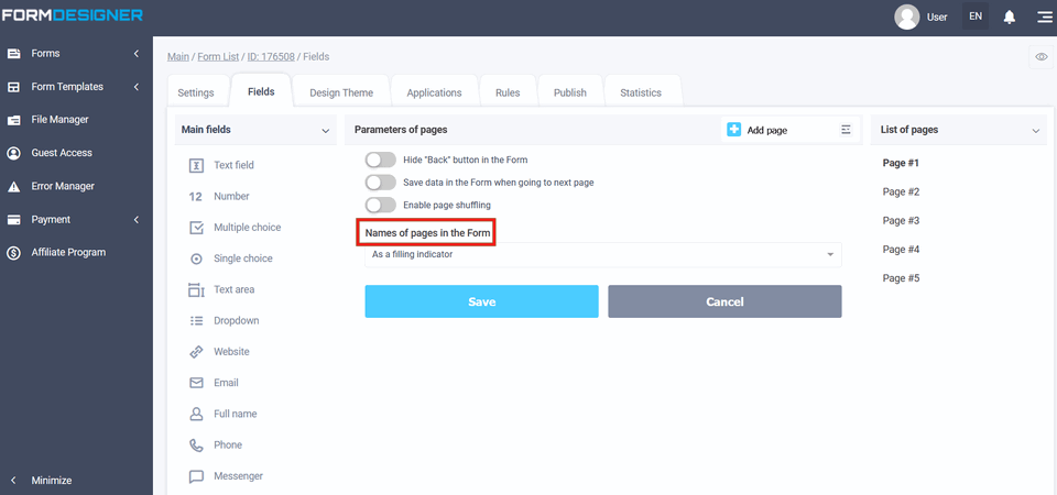 Sorting pages and fields 7