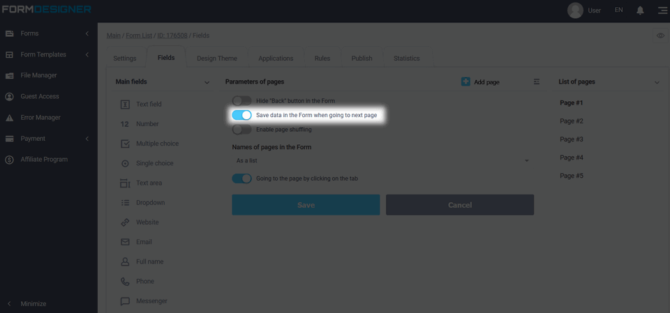 Sorting pages and fields 15