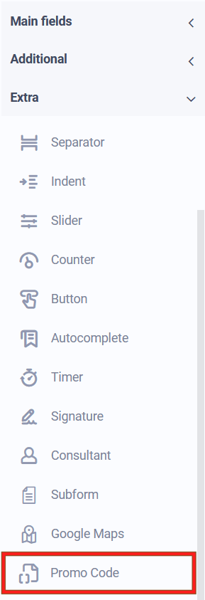 New form field "Promo code" 1