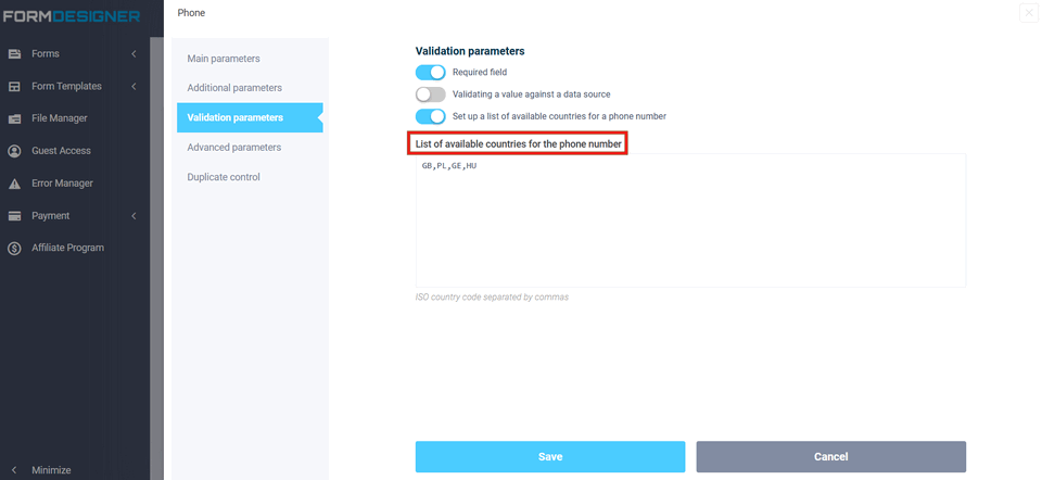 Automatic detection of the phone number mask by ip 8